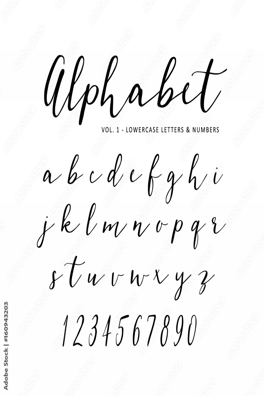 Hand drawn vector alphabet. Script font