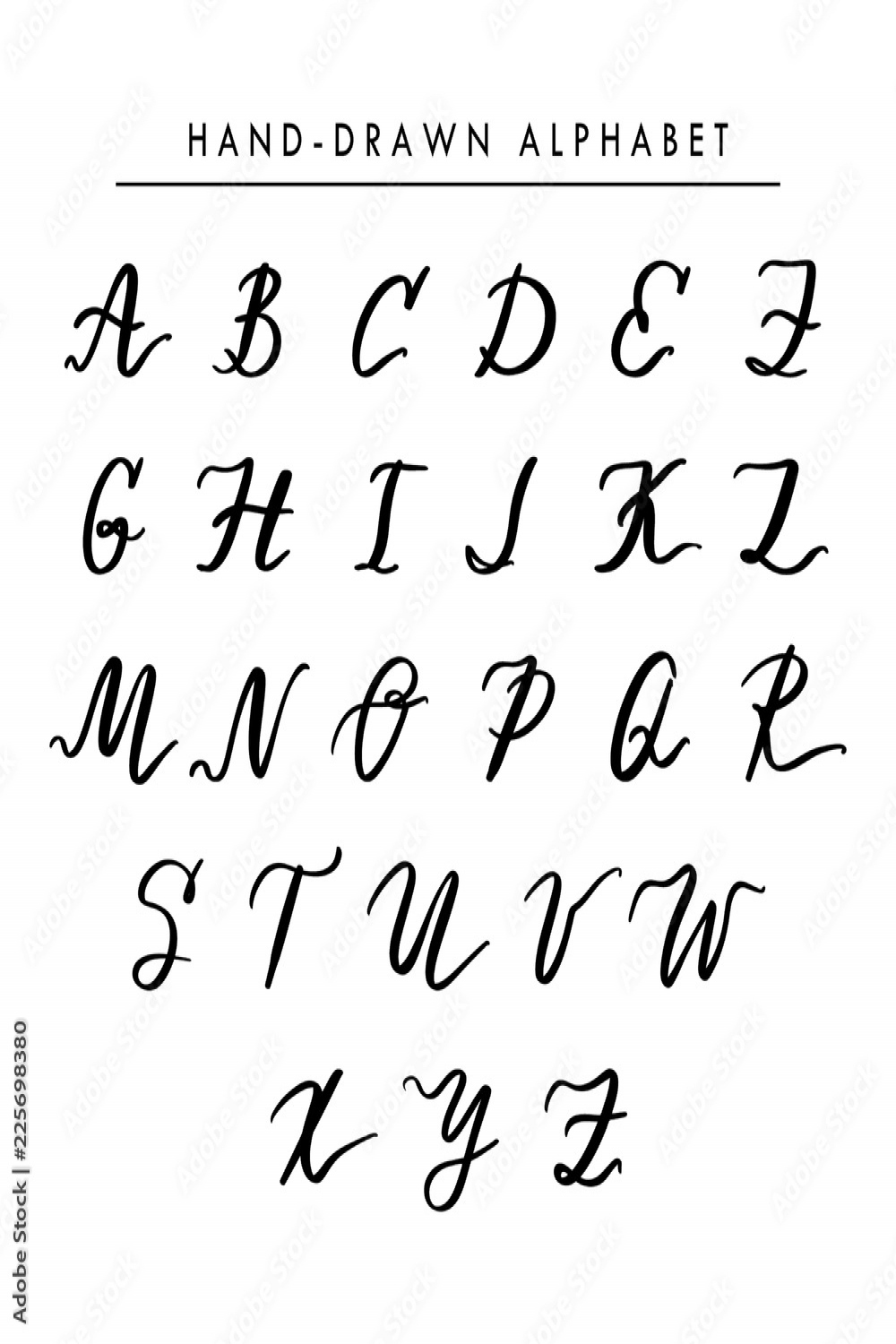 Hand written vector alphabet, cursive capital letters for logo and