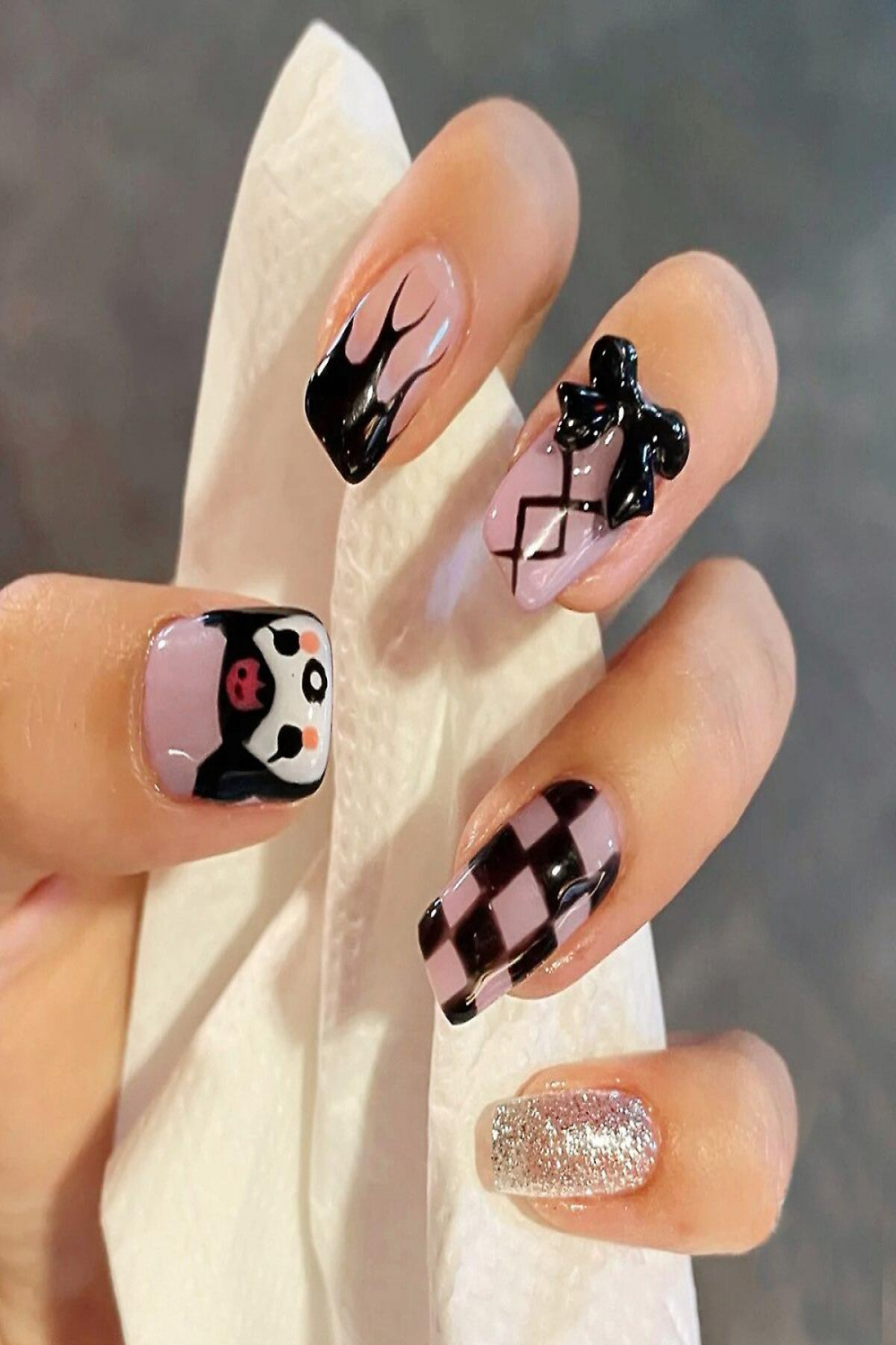 Hello Kitty False Nail Sanrio Accessories Anime Yk Kuromi Cinnamoroll  Stuff Fake Nails Design Detachable Manicure Girls Gift