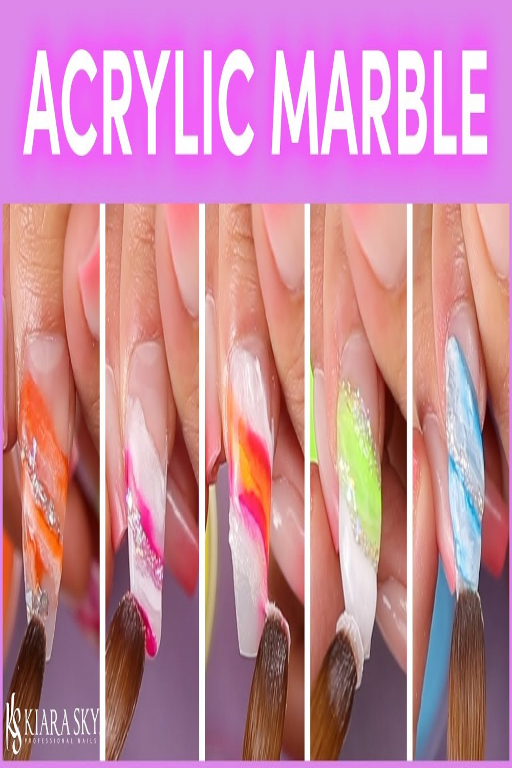 How to Marble Acrylic 💅🏼 Marbled Nails 💕Acrylic for Beginners