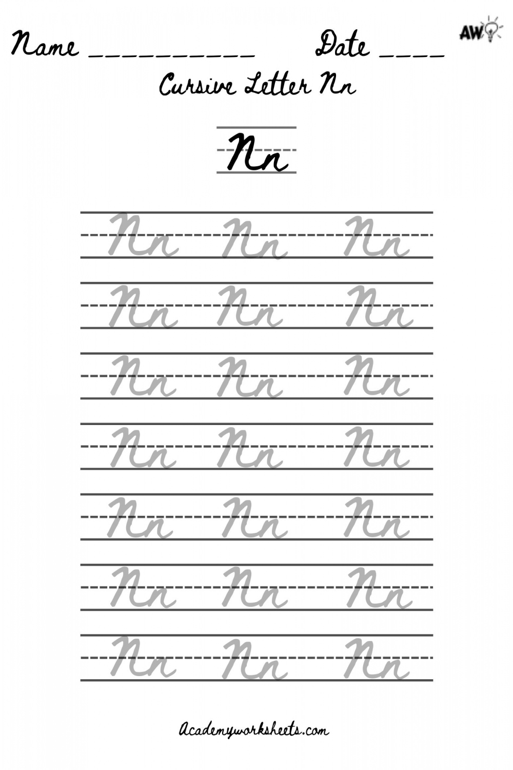 How to Write a Cursive Nn Easily - Academy Worksheets