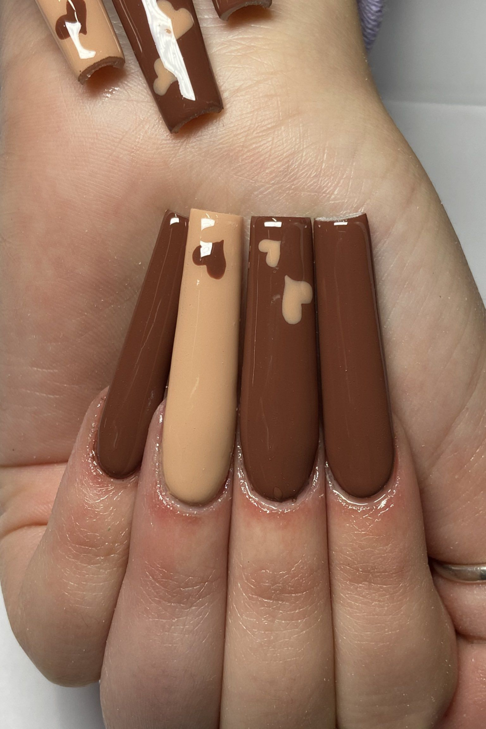 J on Twitter  Brown acrylic nails, Glow nails, Long square