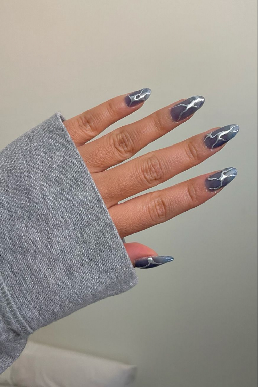 jelly chrome nails  Blue and silver nails, Grunge nails, Chrome nails