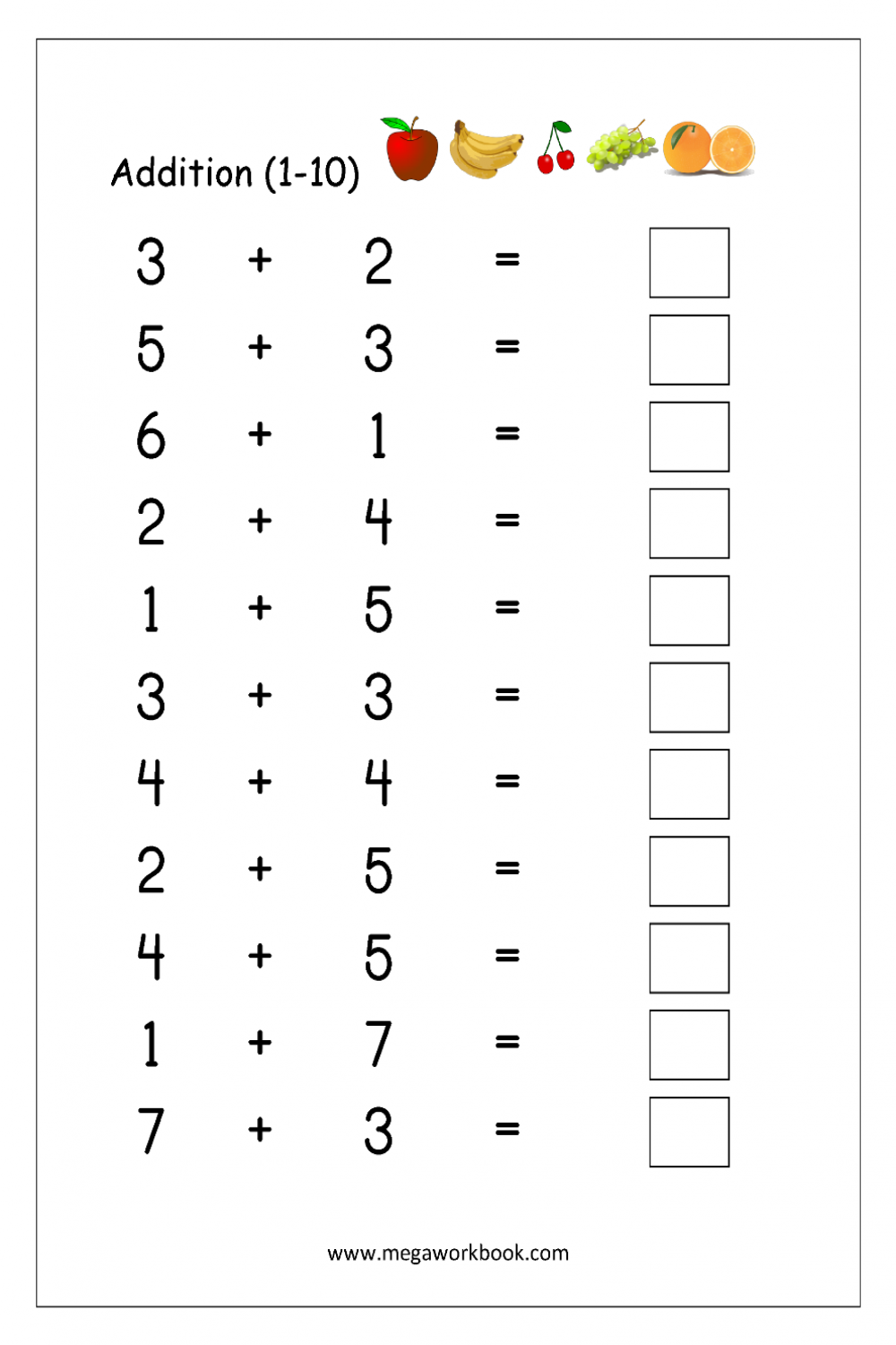 kindergarten addition worksheets - free addition worksheets for