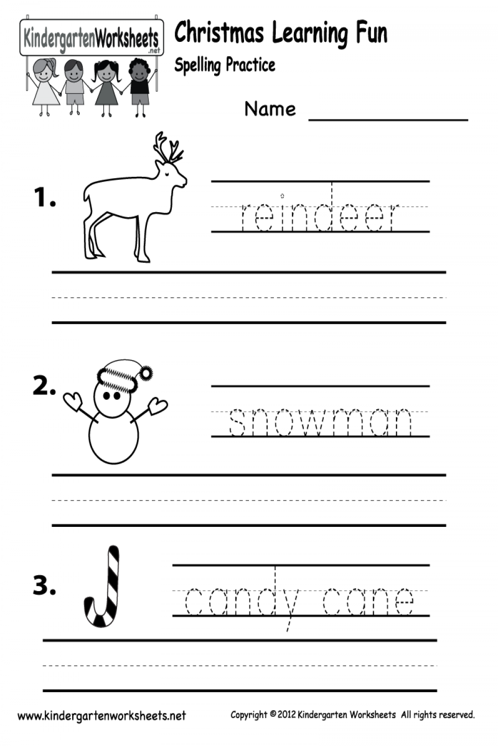 kindergarten christmas worksheets  Christmas Spelling Worksheet