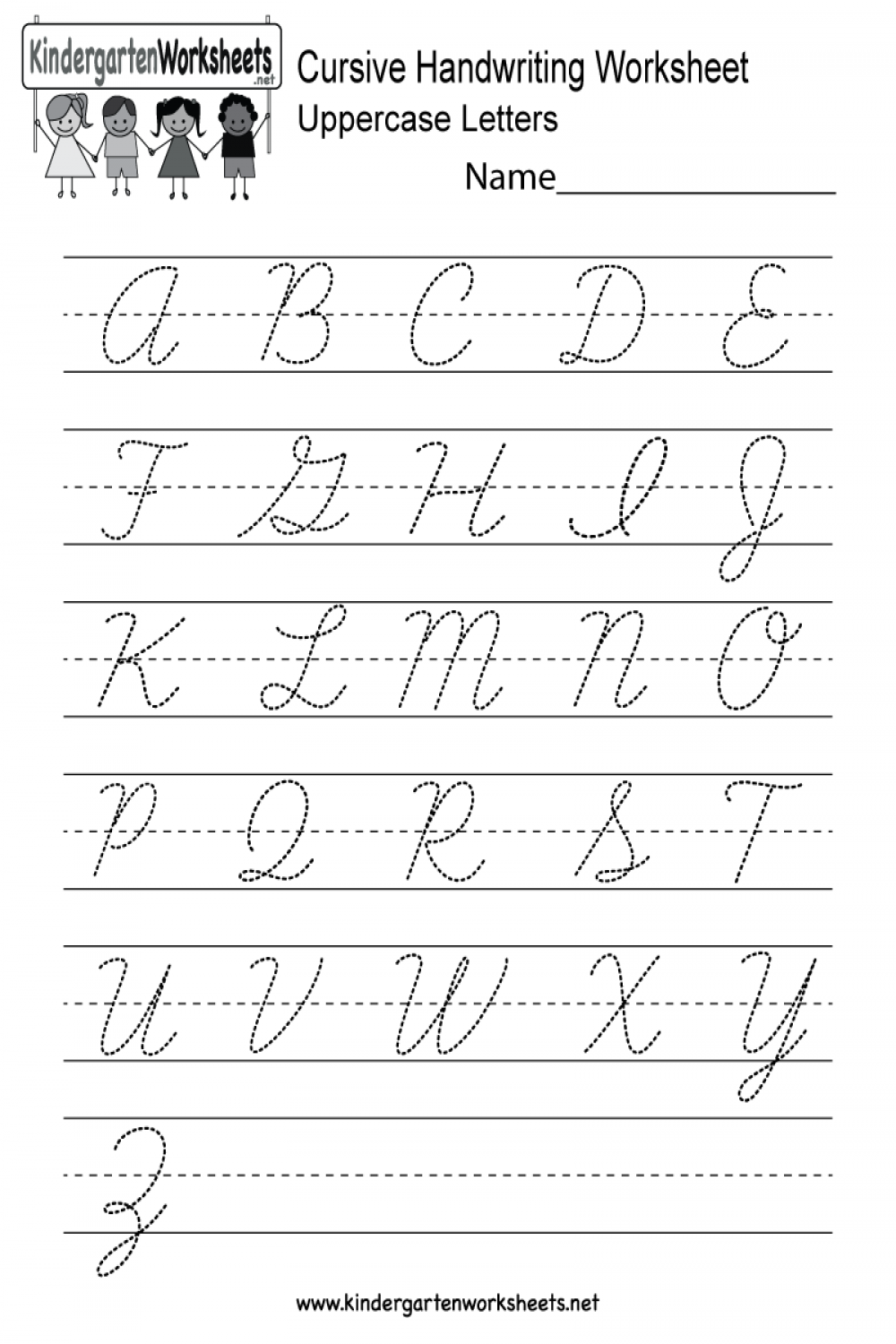 Kindergarten Cursive Handwriting Worksheet Printable  Cursive