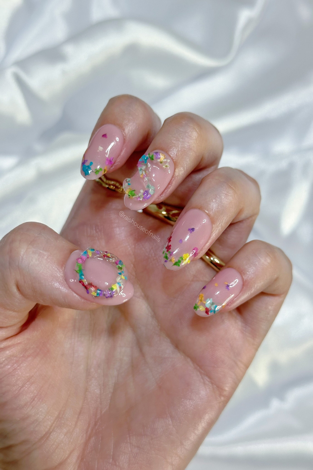 Korean Jelly Flowers Press on Nails Short Almond Fake Nails - Etsy