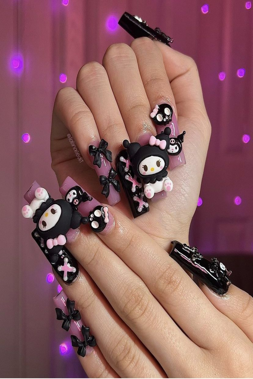 Kuromi nails  Nails, Halloween nails, Hello kitty nails