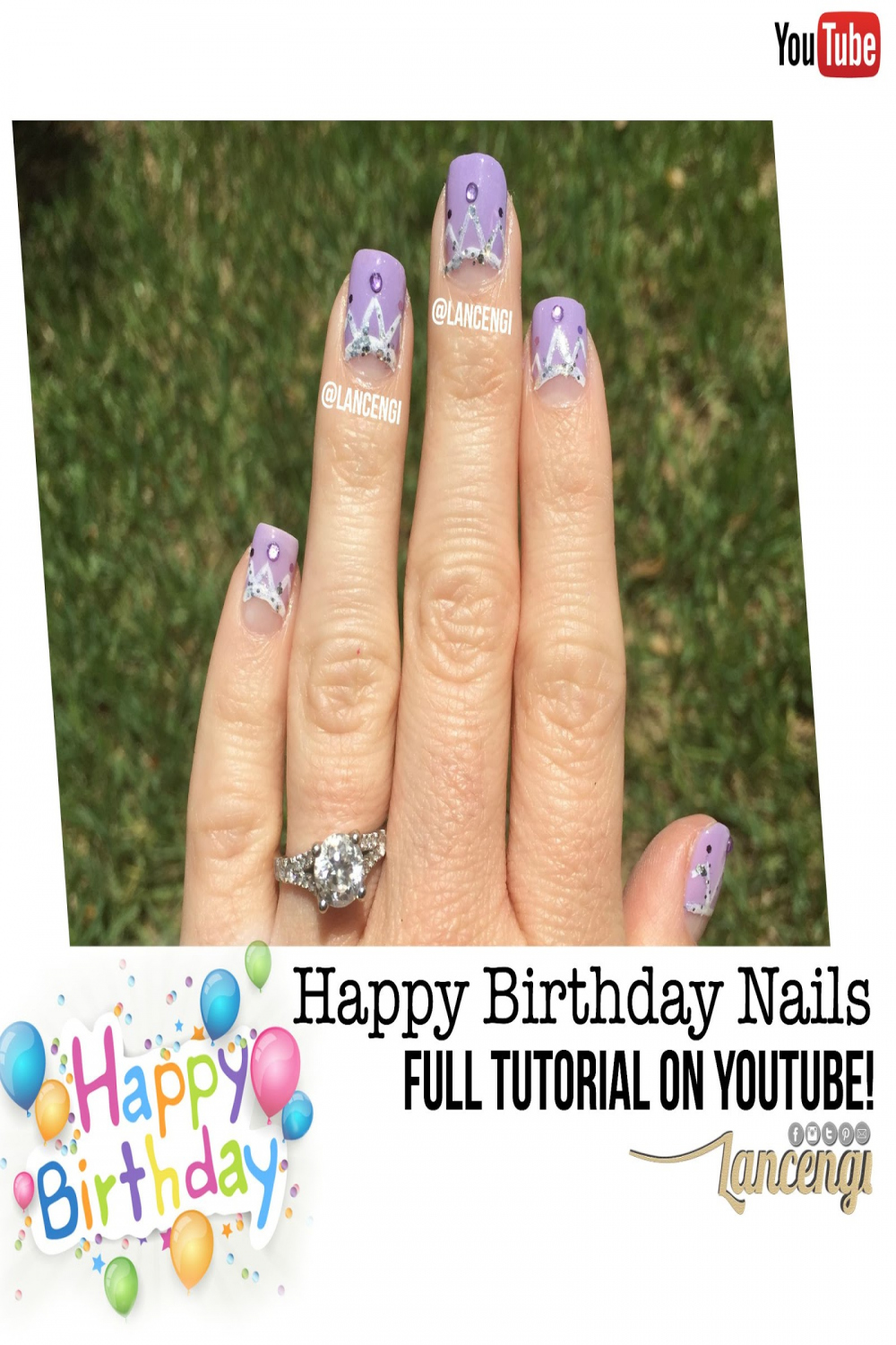 LancenGi: Easy & Cute Happy Birthday Nails - Queen Bee Crown Nail