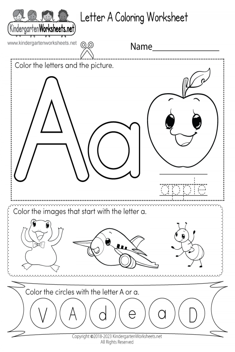 Letter A Coloring Worksheet - Free Printable, Digital, & PDF