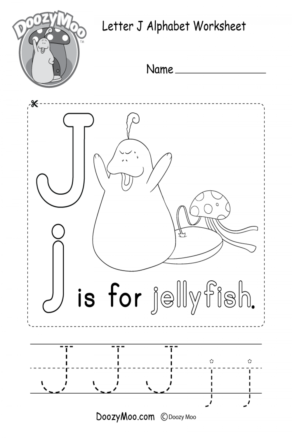 Letter J Alphabet Activity Worksheet - Doozy Moo