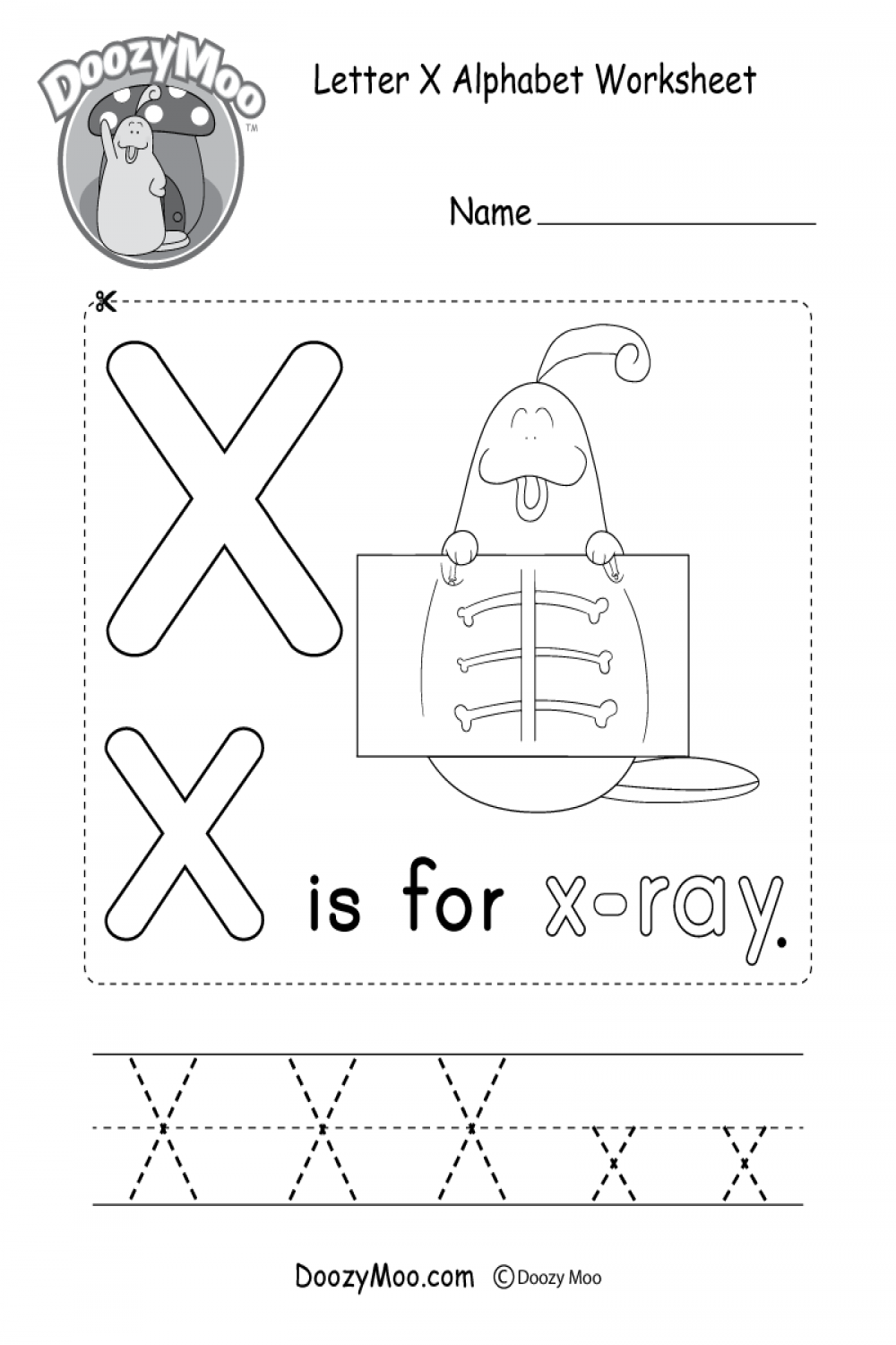 Letter X Alphabet Activity Worksheet - Doozy Moo