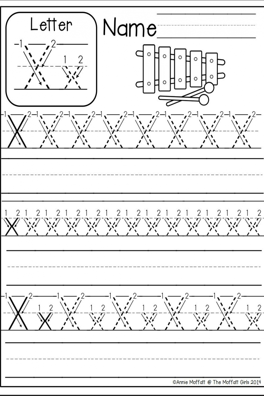 Letter X worksheet  Alphabet worksheets kindergarten, Preschool