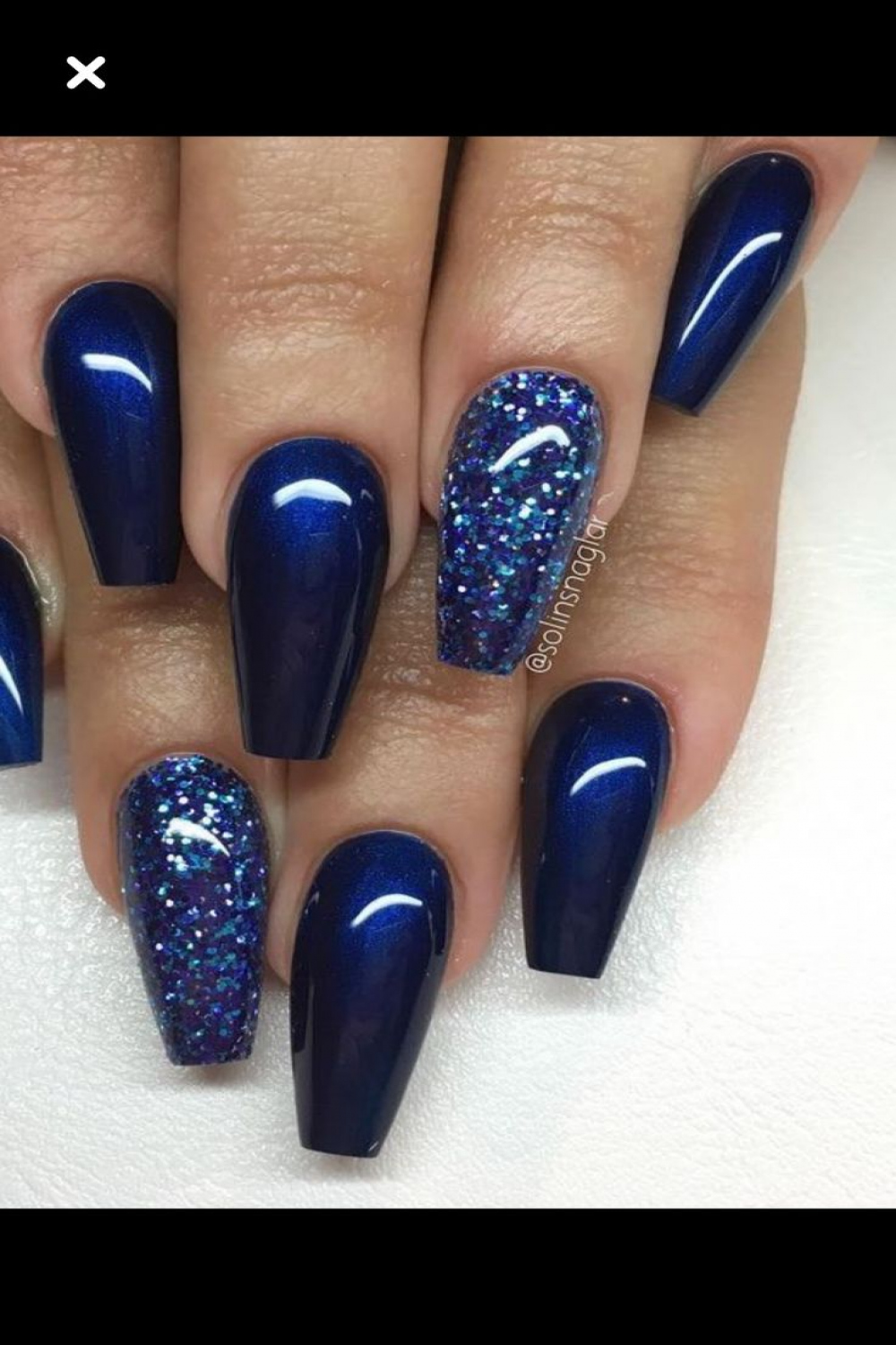 LOVE the color!!! Blues are my fav  Glitter nails acrylic, Blue