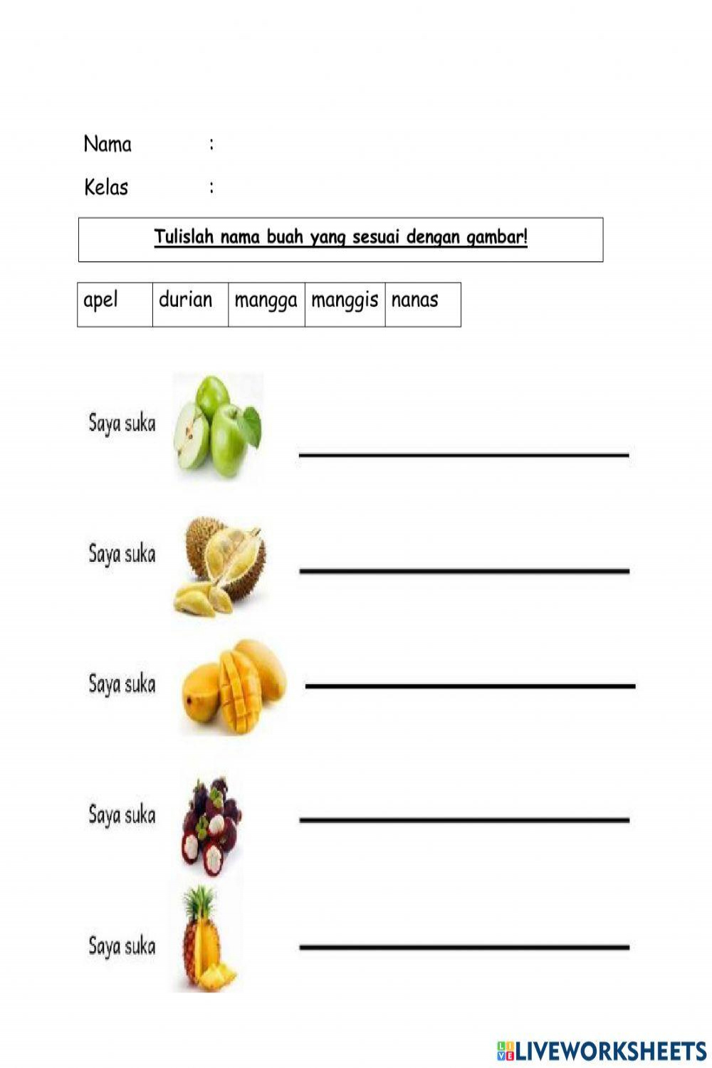 Makanan online exercise for Kindergarten  Live Worksheets