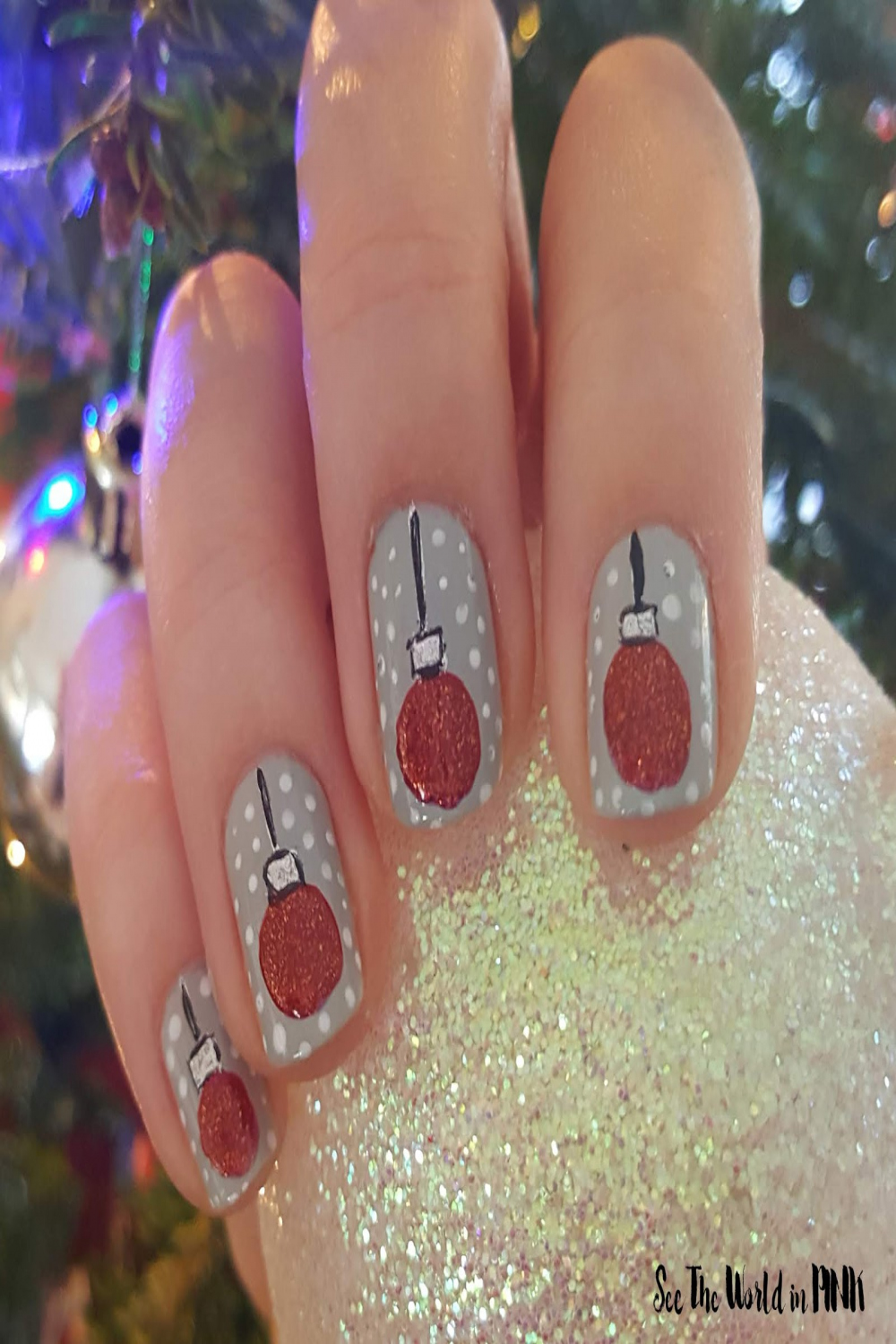 Manicure Monday - Christmas Ornament Nail Art!  See the World in PINK