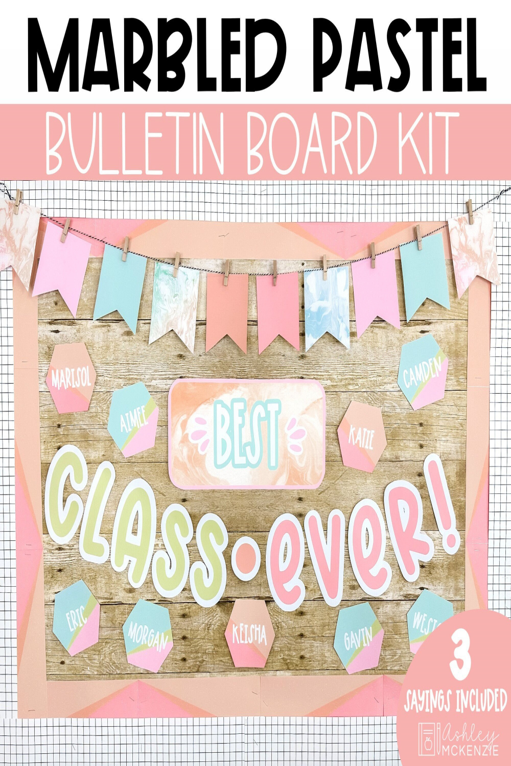 Marbled Pastel Back to School Bulletin Board Kit Easy and - Etsy