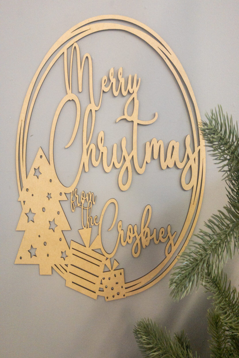 Merry Christmas Laser Cut Wreath