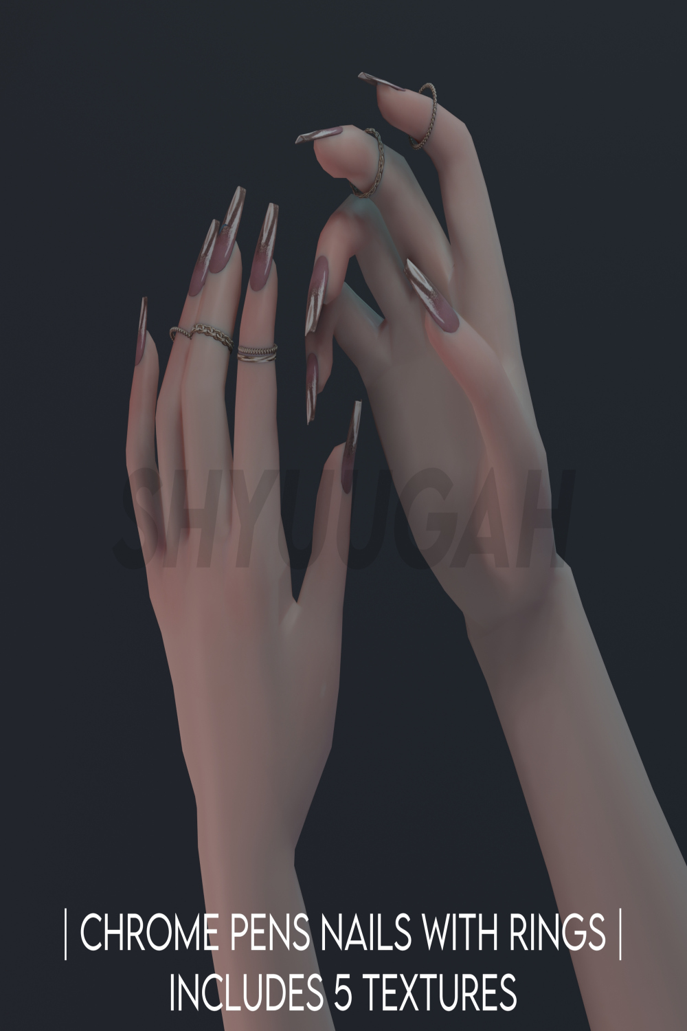 MMD X Sims  DL  Chrome Pens Nails with Rings by Shyuugah on