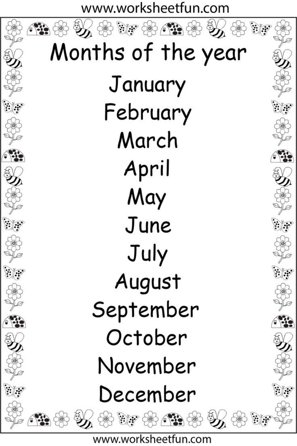 months of the year  Months in a year, Kindergarten worksheets