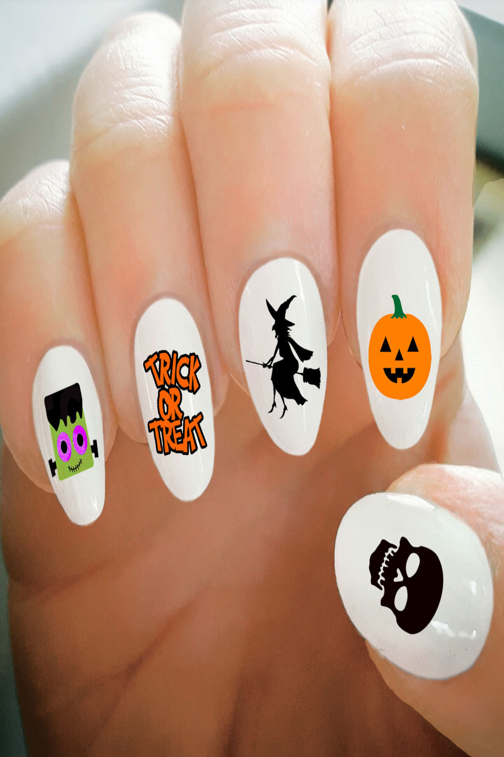 Nail Decals Halloween Nail Decals Skull Pumpkin Water - Etsy