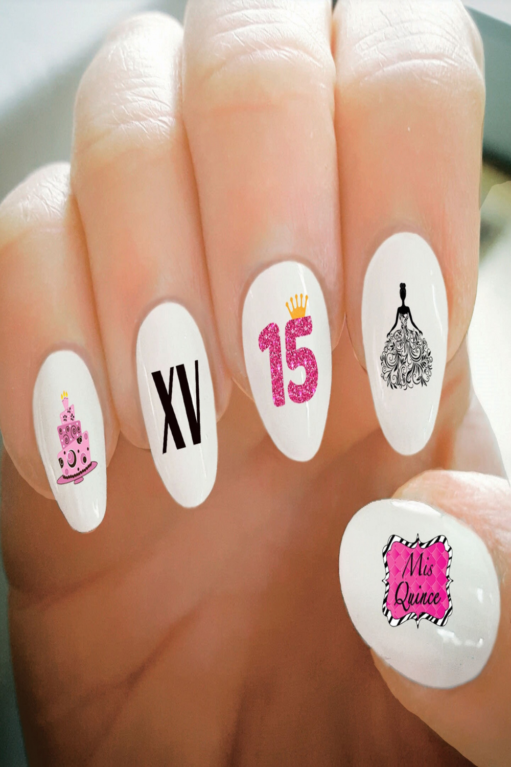 Nail Decals Quince Nail Decals Quinceanera Happy Birthday - Etsy