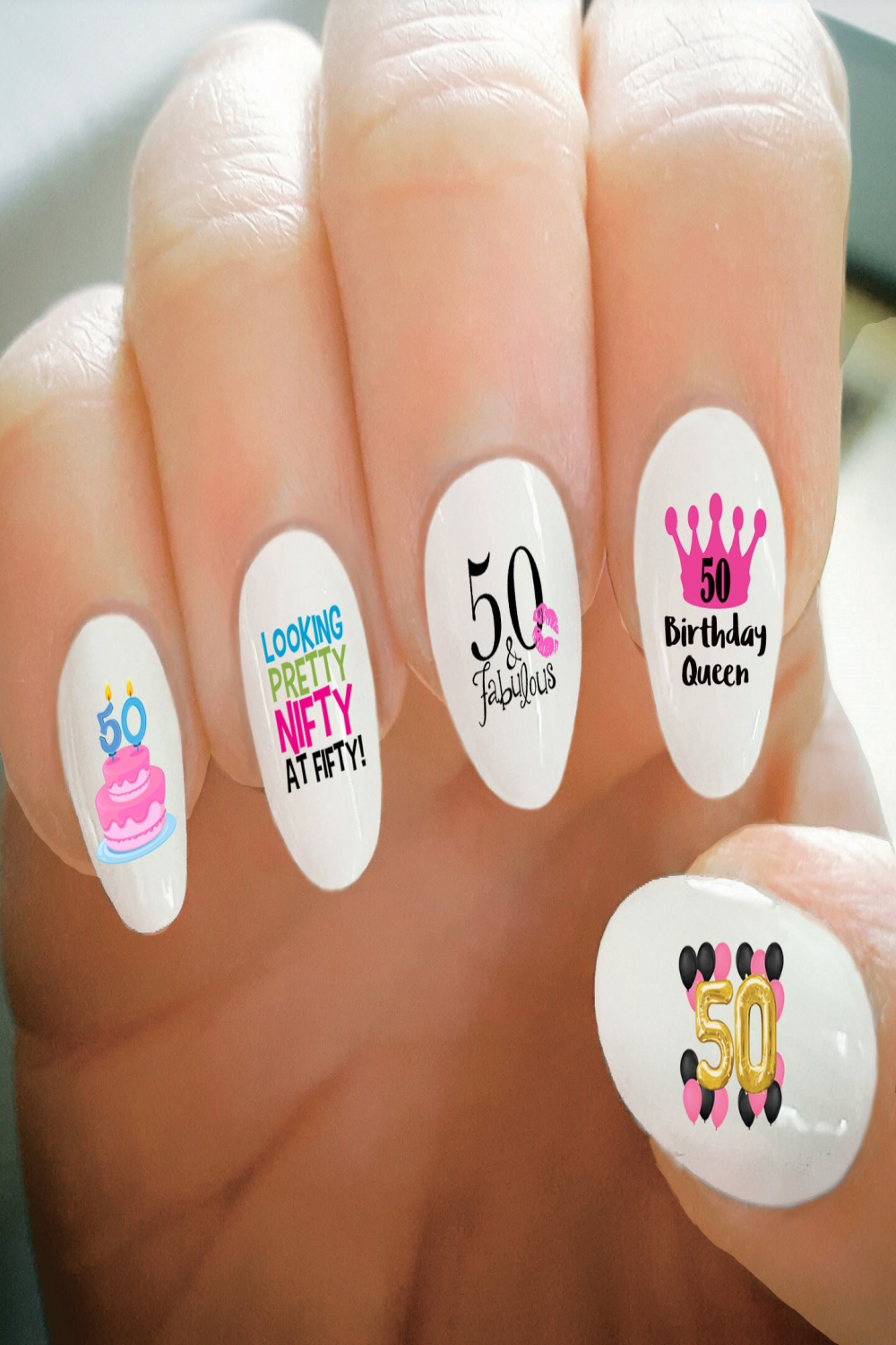 Nail Decals th Birthday Nail Decals Happy Birthday Fifty - Etsy UK