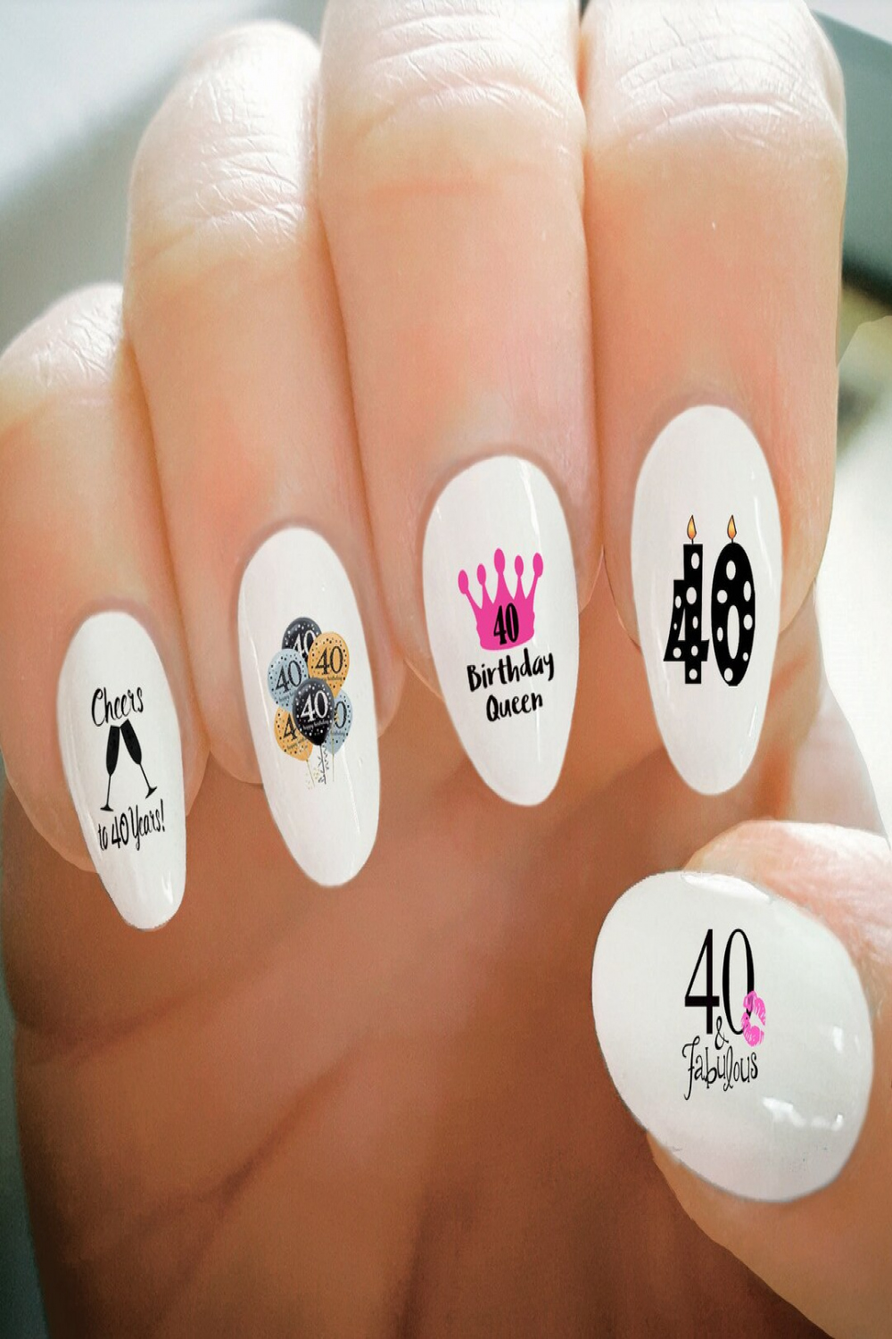 Nail Decals th Birthday Nail Decals Happy Birthday Forty - Etsy UK