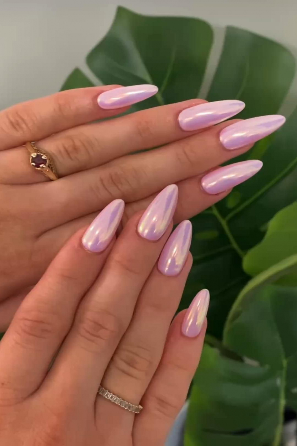 Nail ideas  pearl shine nails  natural almond shape nails