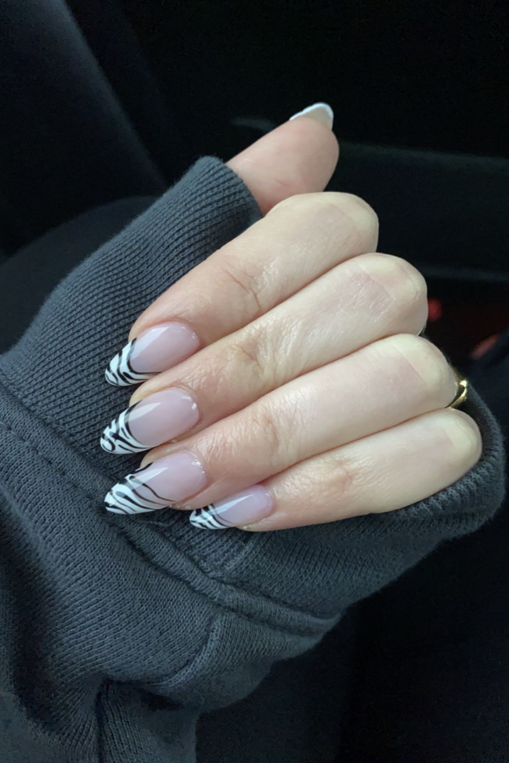 Nail Inspo  Zebra nails, Almond acrylic nails designs, Zebra nail art