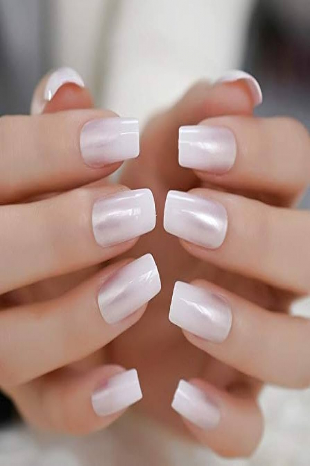 NCKLYA Künstliche Nägel Pearl Shine Glossy Fake Nails Schimmer Weißes  Quadrat Nagel Farbverlauf Mittlere Fingernägel Mit  stücke   Verschiedene