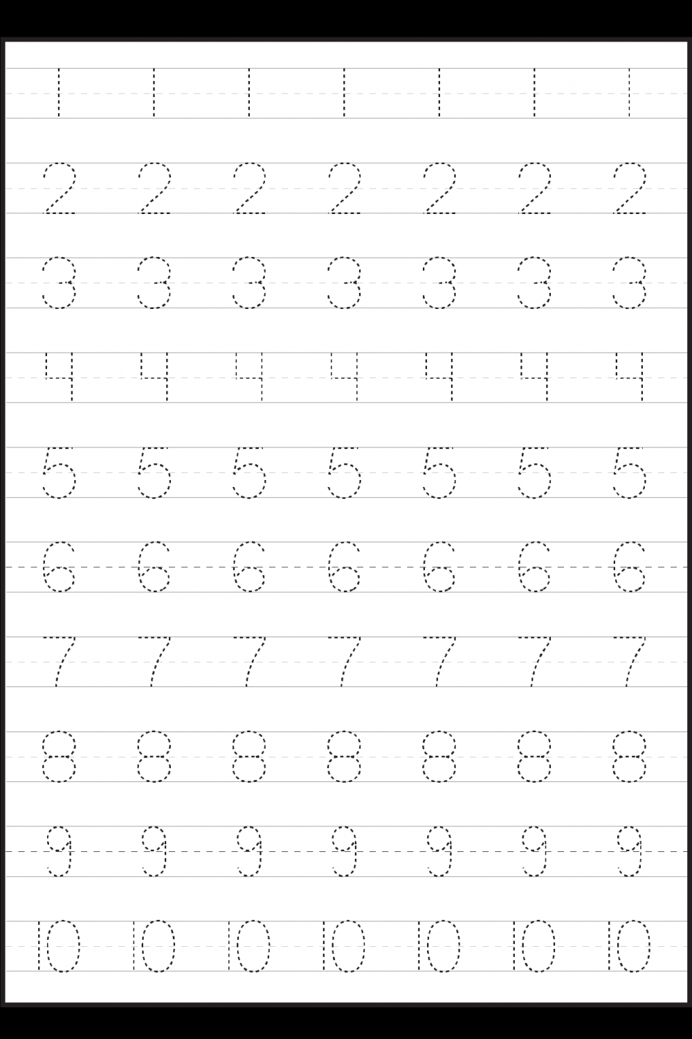 Number Tracing Worksheets For Kindergarten- -0 – Ten Worksheets