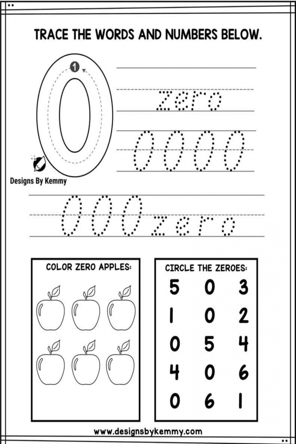 Number Tracing Worksheets - - Kindergarten Worksheets - Free