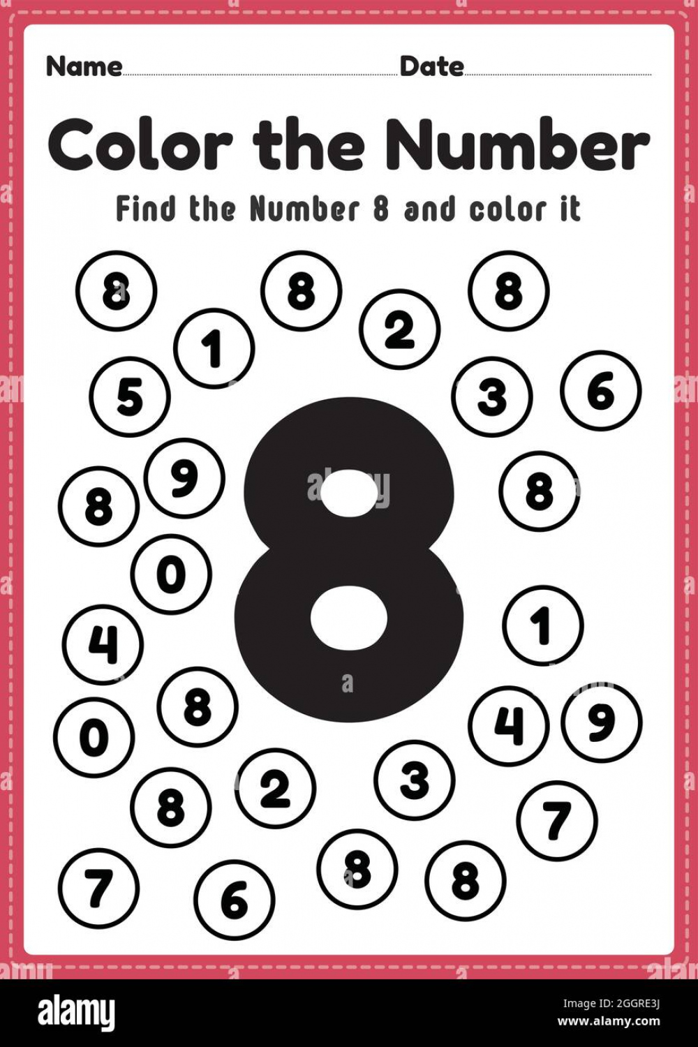 Number worksheets for kindergarten, number  coloring math