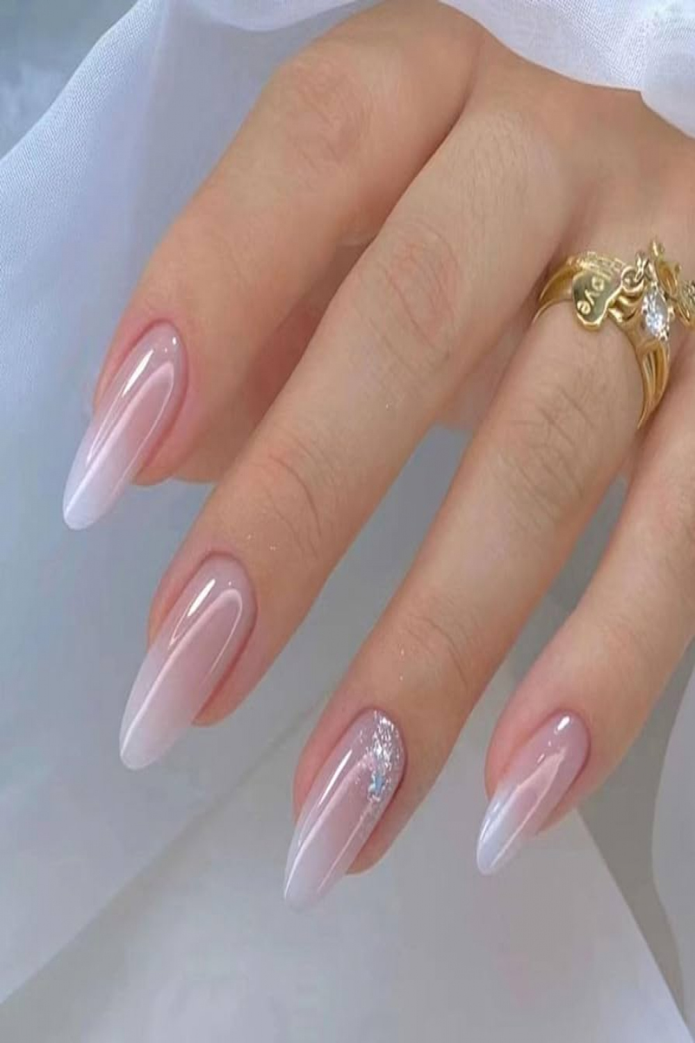 pcs Pink Blue Flower False Nails Almond Korean Style Press On