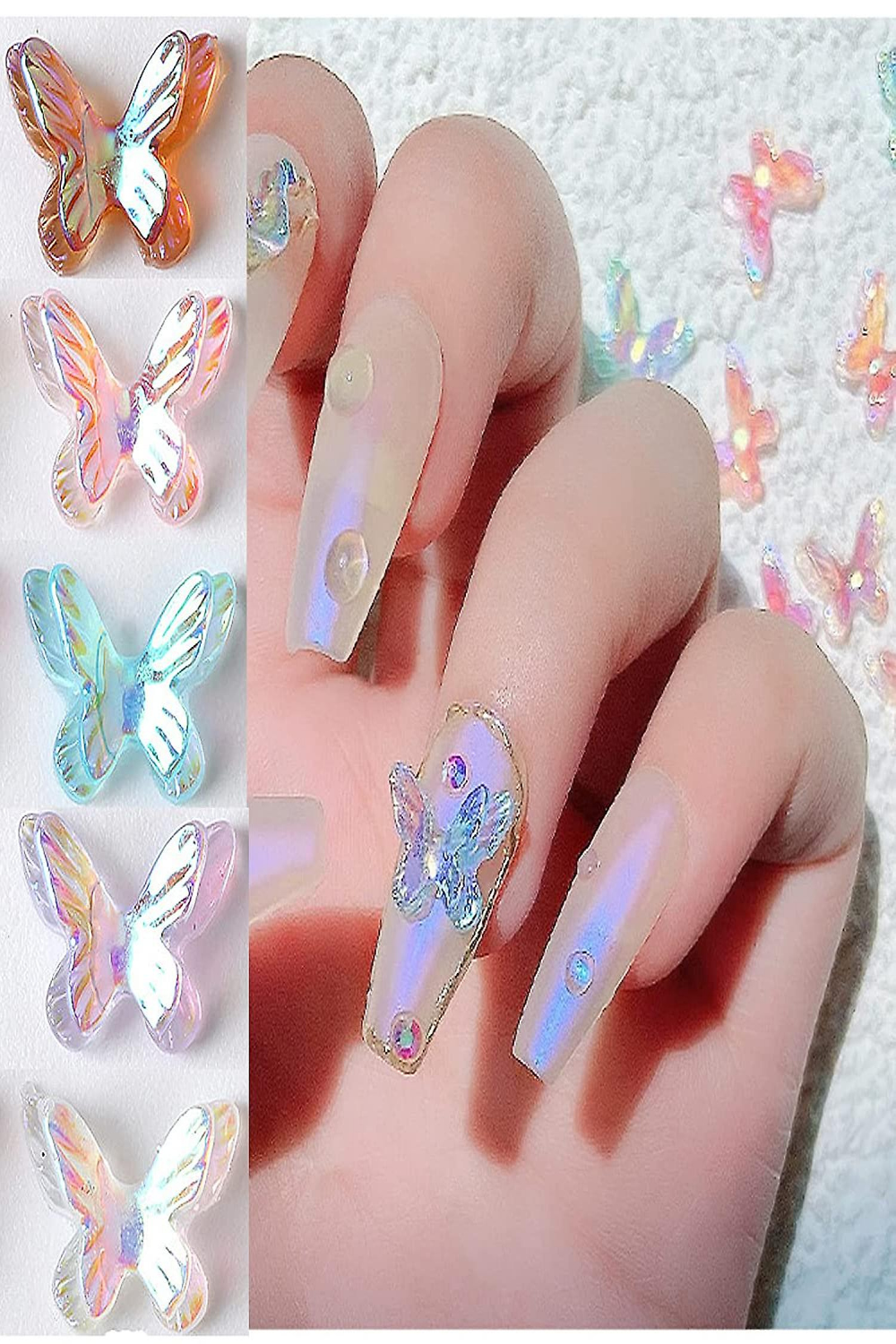 pcs Schmetterling Nagel Charms Polar Farbe Doppelschicht Schmetterling  Acryl Nagel Charms Rosa Blau Orange Klar Lila Schmetterling D Nail Art