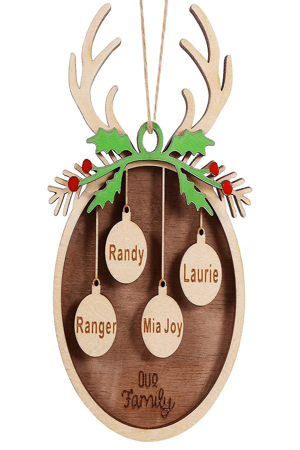 Personalized Christmas Ornaments Gift With Family Names Handmade   Christmas Tree Ornament  Xmas Custom Name Wooden Decorations Cute  Hanging