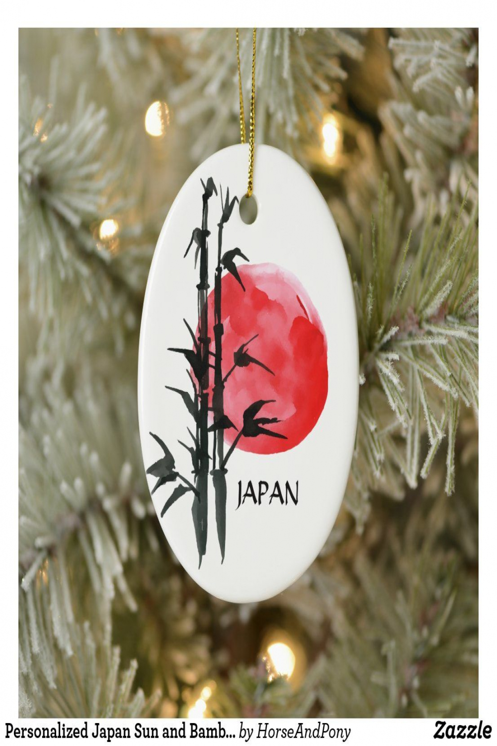 Personalized Japan Sun and Bamboo Japanese Holiday Ceramic