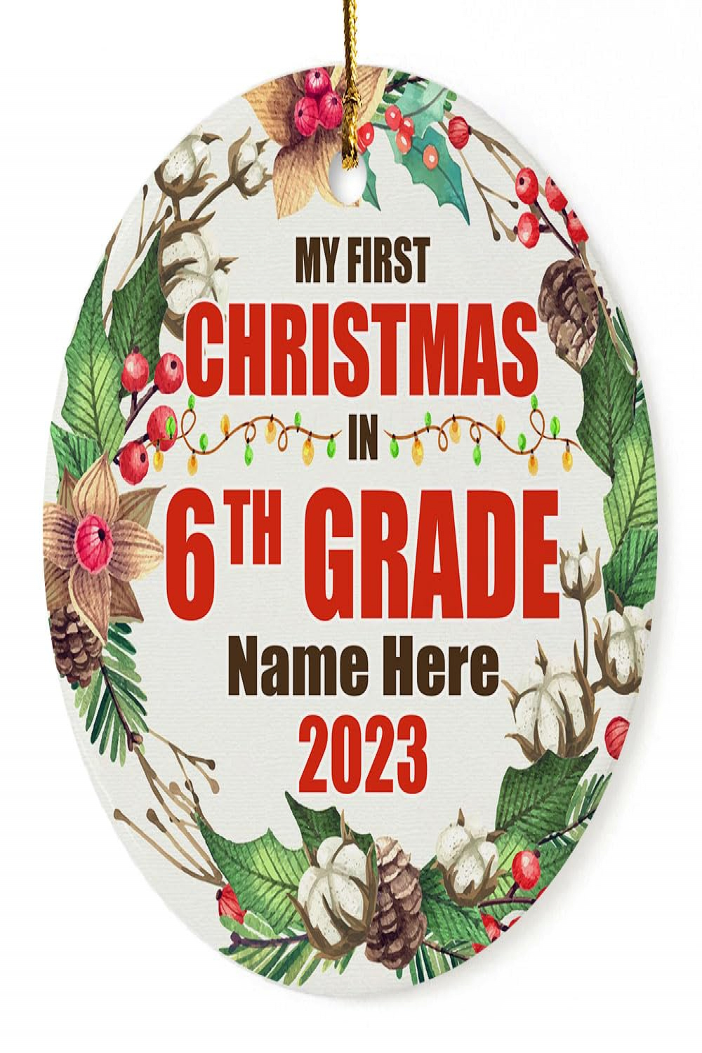 Personalized th Grade Ornaments My First Christmas Funny Gifts for  Students Teachers Boy Girl Daughter Son Back to School Xmas Holiday Ceramic