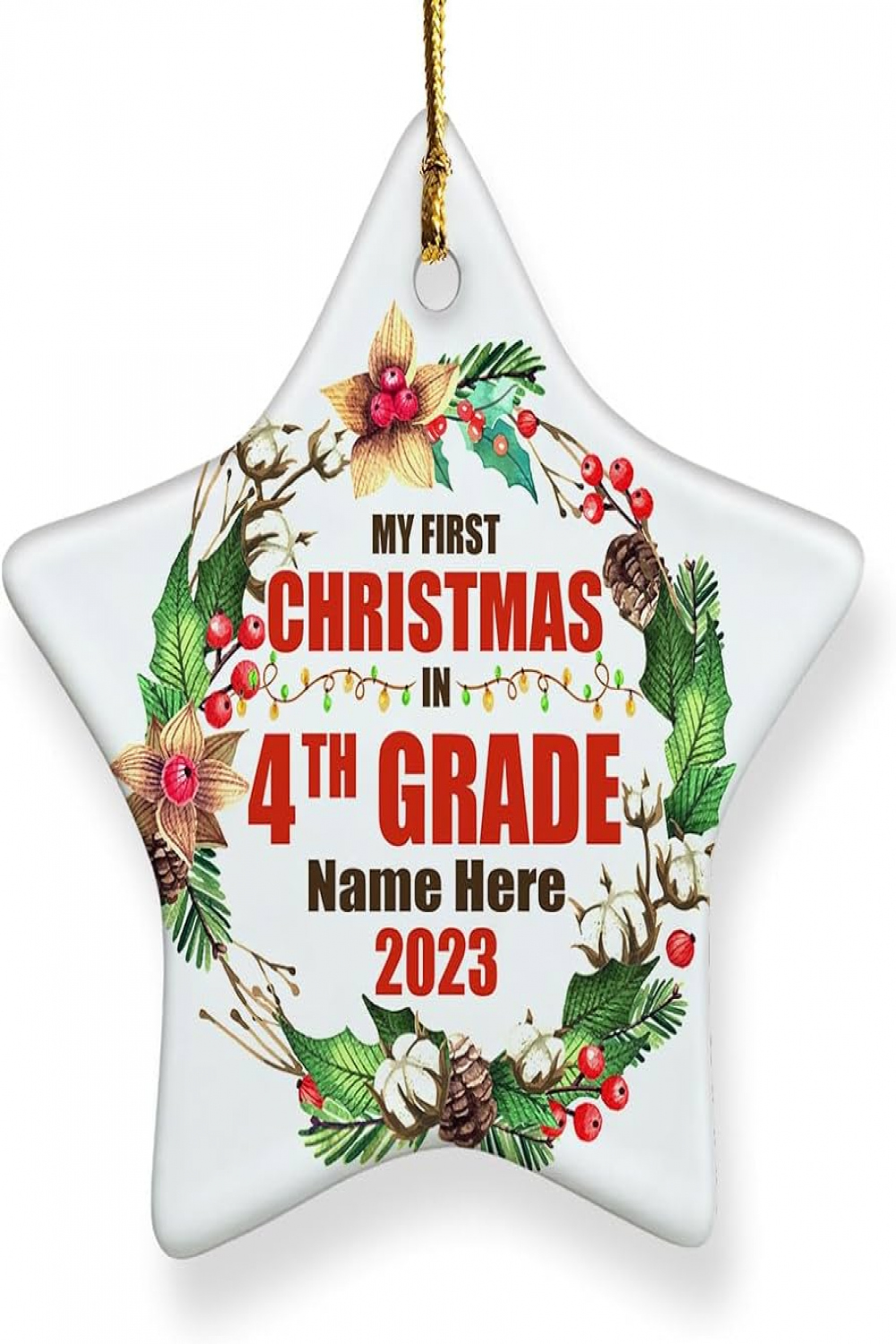 Personalized th Grade Ornaments My First Christmas Funny Gifts for  Students Teachers Girls Boys Daughter Son Back to School Xmas Holiday  Ceramic