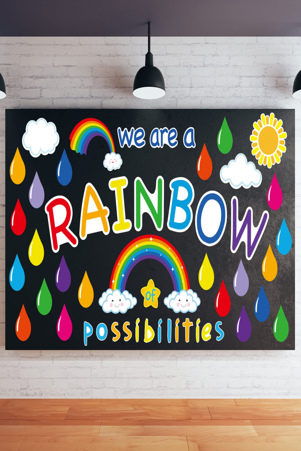 Pieces Motivational Rainbow Pin Board Cutouts Hello Sunshine  Inspirational Classroom Decoration We are a Rainbow Full Of Possibilities  Chalkboards