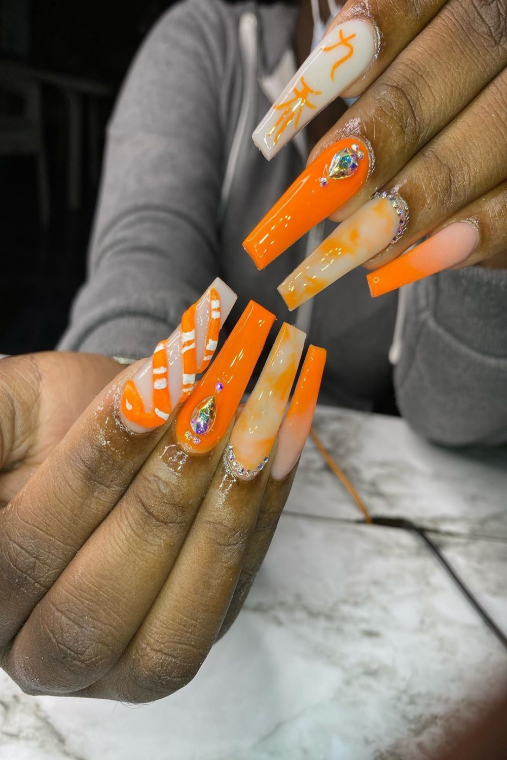 Pin by Painless Beauty Boutique on Bling acrylic nails  Orange