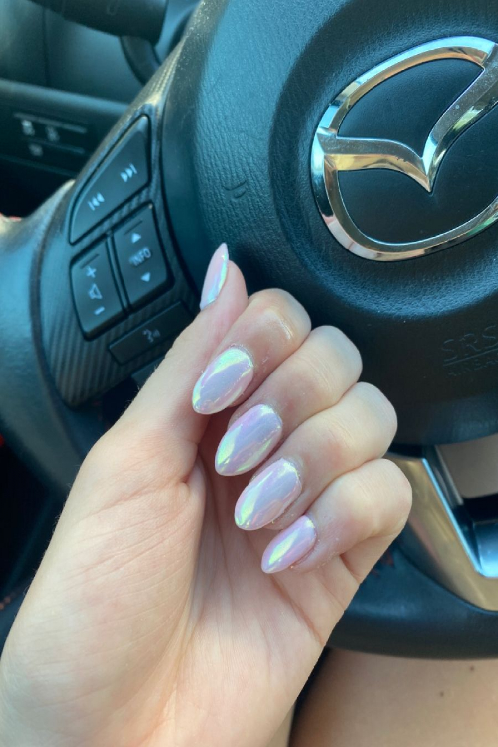 Pink Chrome nails  Hailey Bieber nails  Pink chrome nails