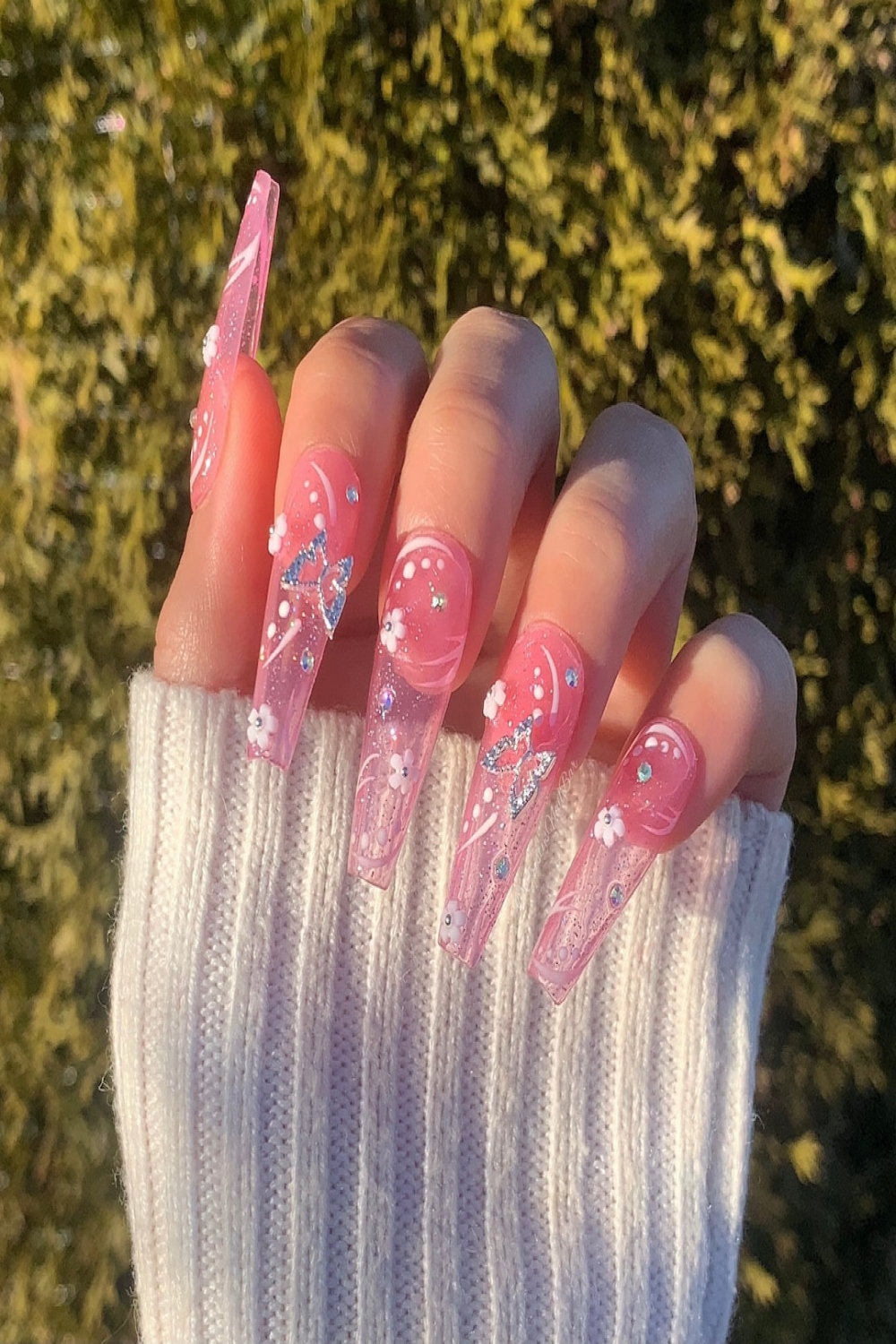 Pink jelly Yk butterfly nails Yk press on nails Yk nails - Etsy