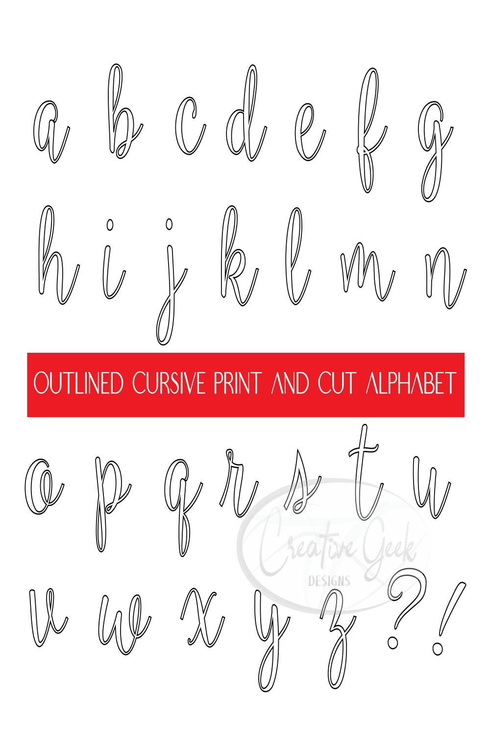 Playful Cursive Alphabet SVG Digital Download Outlined Print and