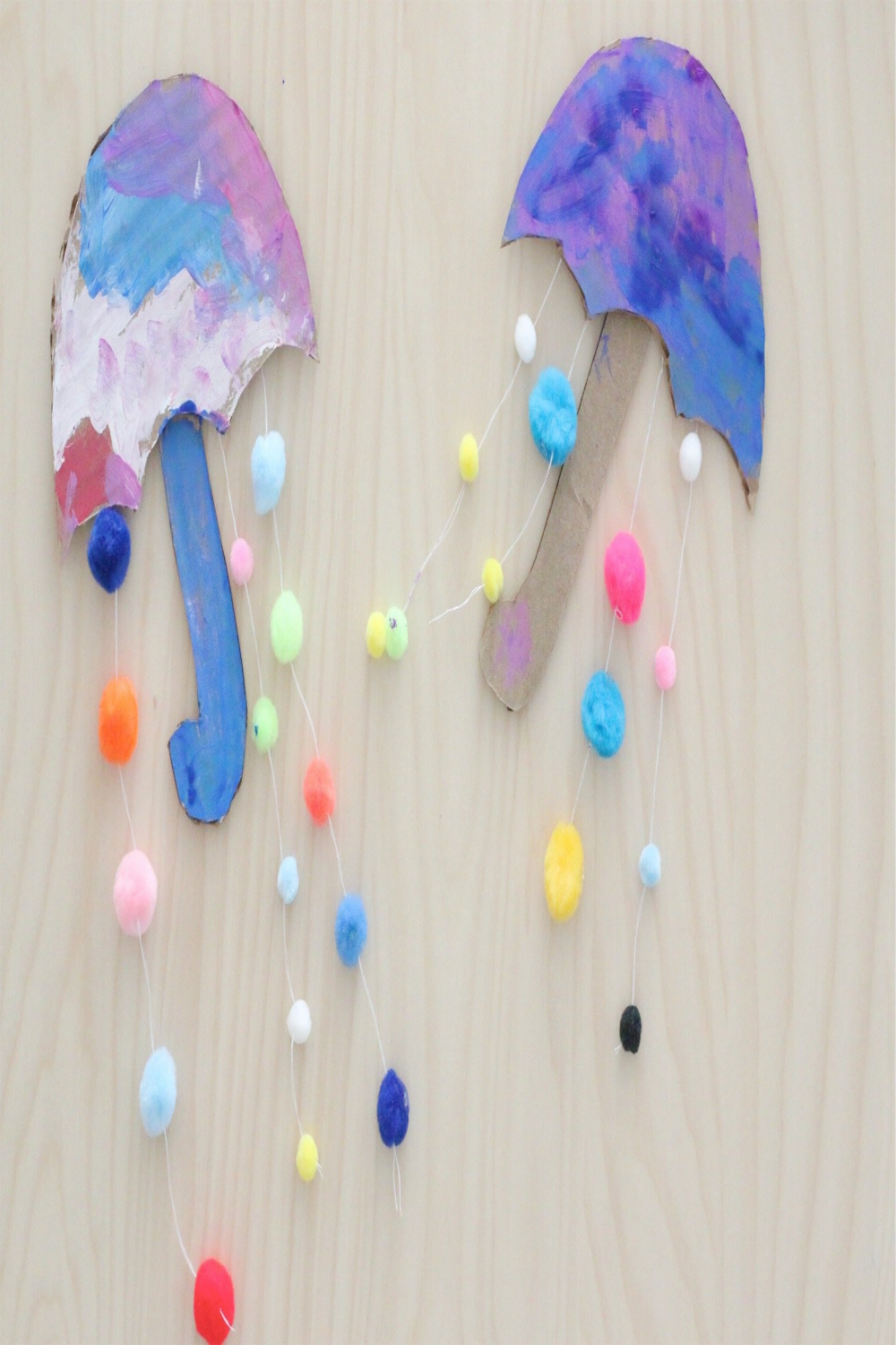 Pom-pom Umbrella Craft - Toddler at Play