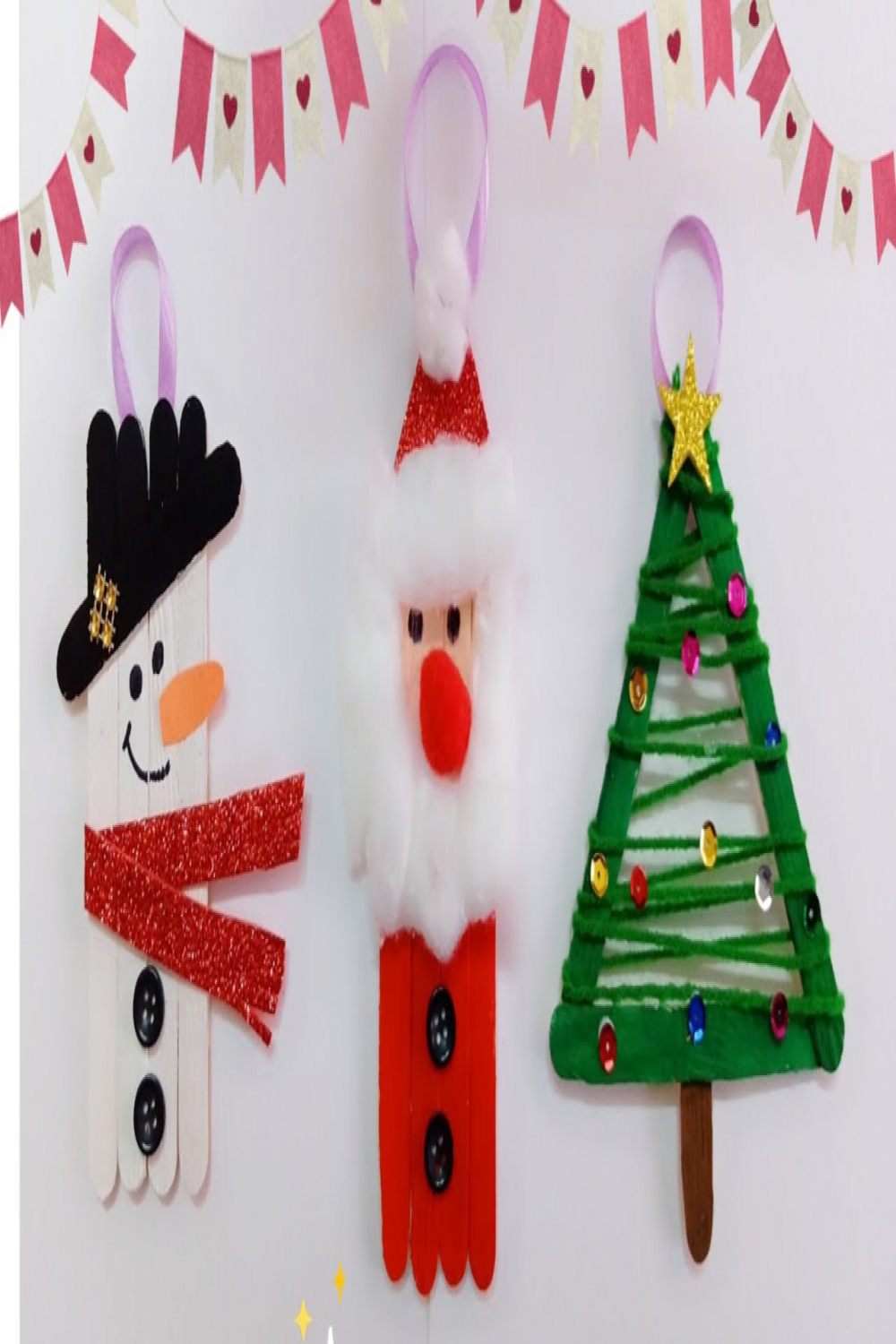 Popsicle Sticks Christmas Ornaments/Popsicle Stick Snowman Santa Christmas  Tree/Christmas Decoration