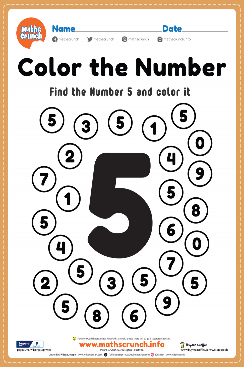 Preschool Math Worksheet, Number  Coloring  Preschool math