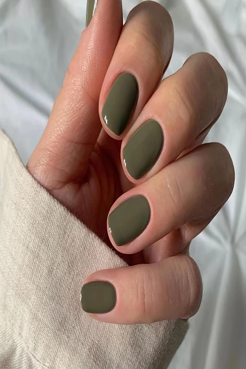 Press on Nails Green Square Short Fake Nails Full Cover with Glossy Olive  Green Extra Short False Nails Artificial Acrylic Nails with Designs for