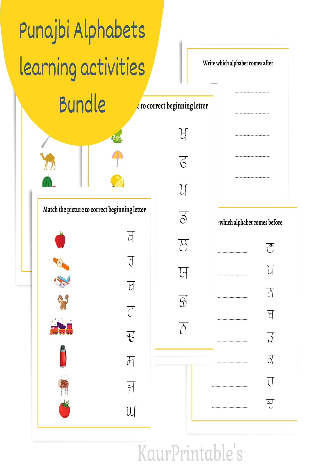 Punjabi Alphabets Learning Activities Bundle Preschool - Etsy